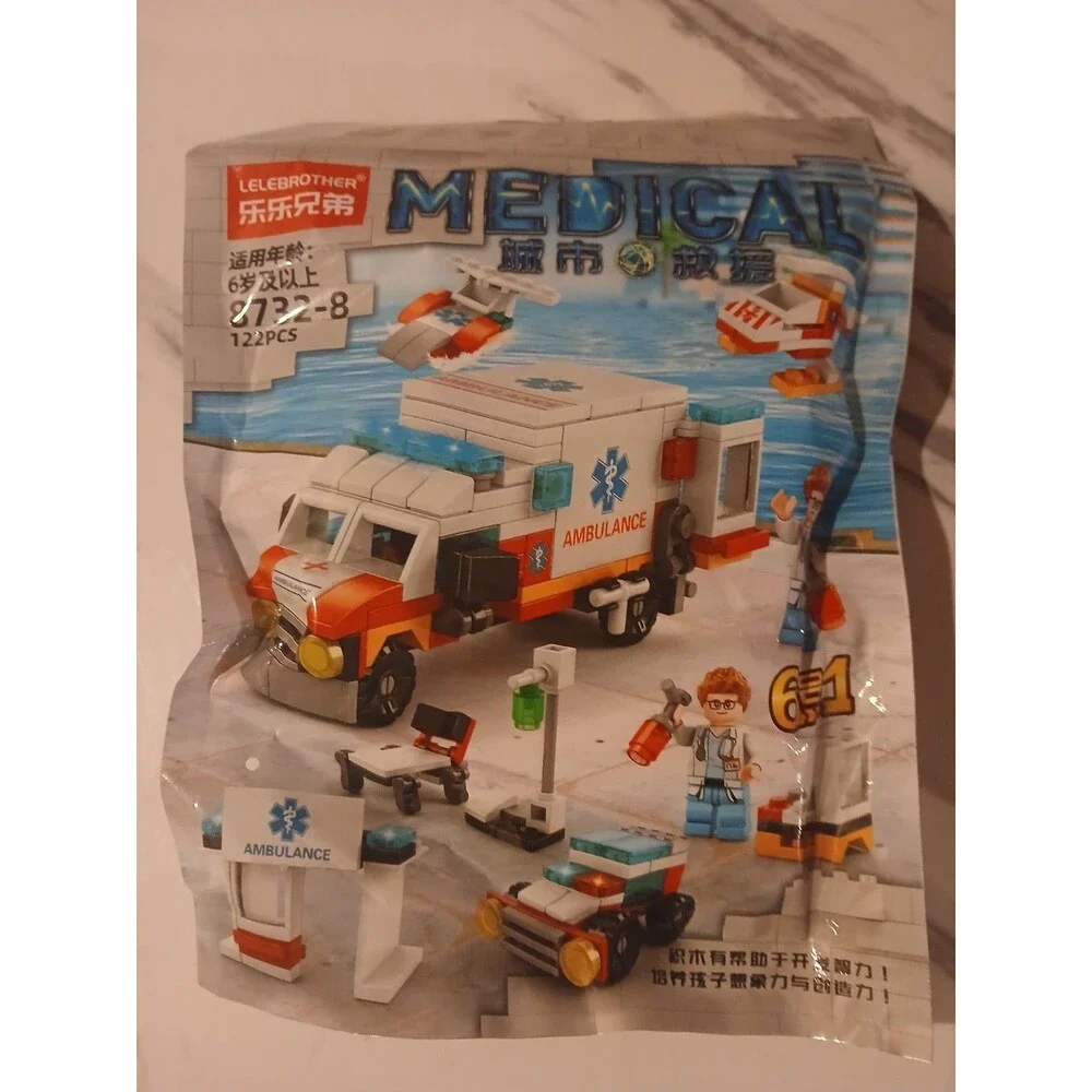 LeLeBrother Falcon Heavy Rocket Ambulance  6in1 Medical Building Block Toy Sets